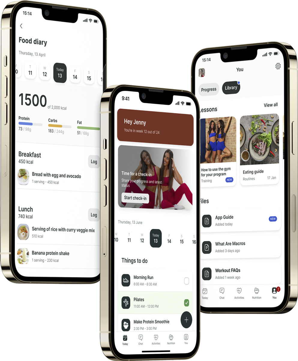 A mockup of the coaching app showcasing the features.